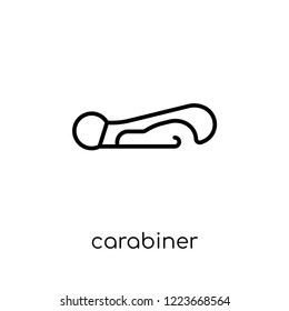 carabiner icon. Trendy modern flat linear vector carabiner icon on white background from thin line Camping collection, outline vector illustration
