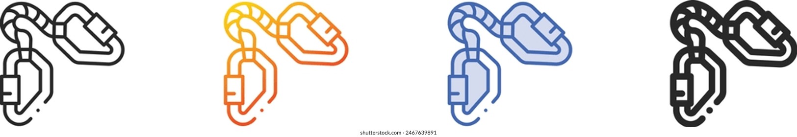 carabiner icon.Thin Linear, Gradient, Blue Stroke and bold Style Design Isolated On White Background