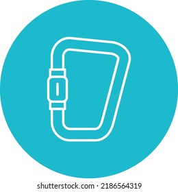 Carabiner line circle icon vector image. Can also be used for web apps, mobile apps and print media.