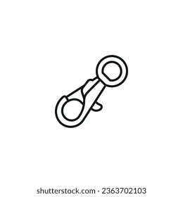 Carabiner linear icon. Thin line customizable illustration. Contour symbol. Vector isolated outline drawing. Editable stroke