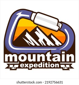 Carabiner of mountain adventure vector illustration