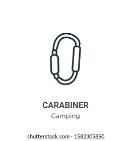 Carabiner outline vector icon. Thin line black carabiner icon, flat vector simple element illustration from editable camping concept isolated on white background