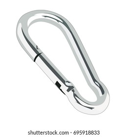 Carabiner realistic vector illustration isolated