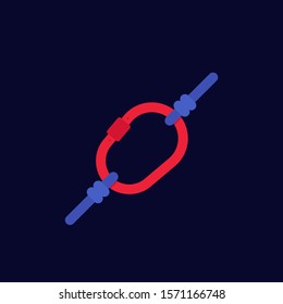 carabiner and rope icon, vector