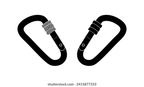 Carabiner sign, black isolated silhouette