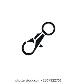 Carabiner simple glyph icon. Vector solid isolated black illustration.