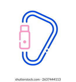 Carabiner Vector for Climbing Equipment and Outdoor Safety. Hiking gear icon, mountaineering accessory for national park explorers