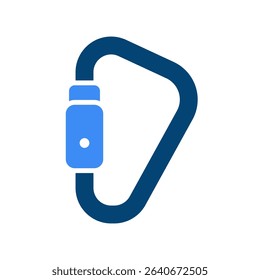 Carabiner Vector for Climbing Equipment and Outdoor Safety. Hiking gear icon, mountaineering accessory for national park explorers
