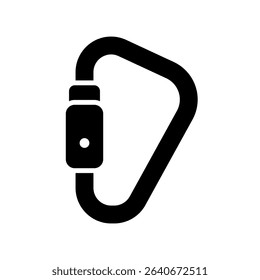 Carabiner Vector for Climbing Equipment and Outdoor Safety. Hiking gear icon, mountaineering accessory for national park explorers