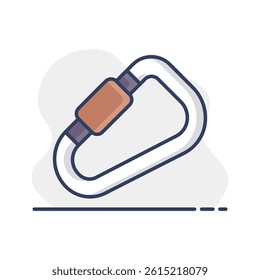 Carabiner vector icon. Camping and Hiking sign. Graph symbol for travel and tourism web site and apps design, logo, app, UI