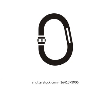 carabiner/outdoor gear simple icon in black and white.
