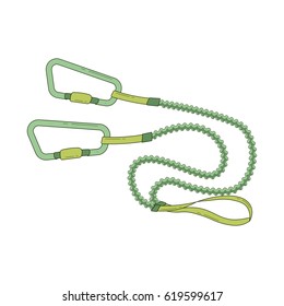 Carabiners with lanyard. Vector illustration.