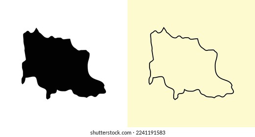 Carabobo map, Venezuela, Americas. Filled and outline map designs. Vector illustration