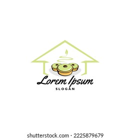 Vector de logotipo de pastelería caraca. Pastel de comida tradicional o galletas con ingredientes orgánicos saludables. Verdadera costra de pan de corto, chocolate, crema y hielo verde. Para comida, casa hecha en casa tienda casa de panadería