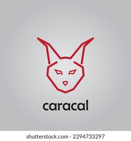 Caracal animal logo design with red outline