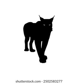 Caracal Cat Silhouette, flat syle, can use for Art Illustration, Logo Gram, Pictogram, Website or Graphic Design Element. Vector Illustration