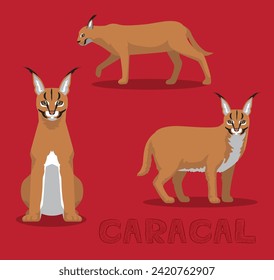 Caracal Wild Cat Cartoon Vector Illustration