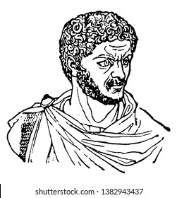 Caracalla, 188-217, he was Roman emperor from 198 to 217, and a member of the Severan dynasty, vintage line drawing or engraving illustration