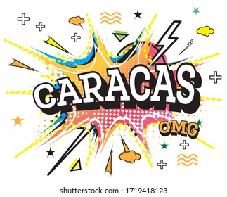 Caracas Comic Text in Pop Art Style Isolated on White Background. Vector Illustration.