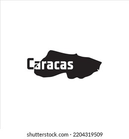 Caracas Map And Black Lettering Design On White Background