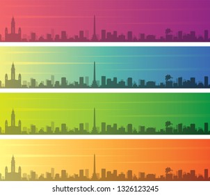Caracas Multiple Color Gradient Skyline Banner