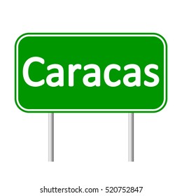 Caracas road sign isolated on white background.