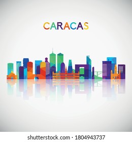 Caracas skyline silhouette in colorful geometric style. Symbol for your design. Vector illustration.