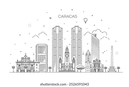 Caracas, Venezuela architecture line skyline illustration