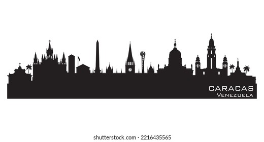 Caracas Venezuela City Skyline Detailed Vector Silhouette