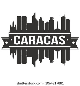 Caracas Venezuela Skyline Banner Vector Design Silhouette Art Background Stencil.