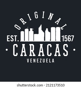 Caracas, Venezuela Skyline Original. A Logotype Sports College and University Style. Illustration Design Vector City.