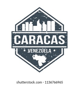 Caracas Venezuela Travel Stamp Icon Skyline City Design Tourism Badge Rubber.