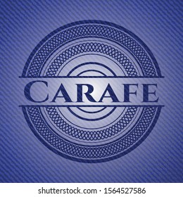Carafe badge with denim texture. Vector Illustration. Detailed.