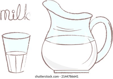 carafe and glass with milk