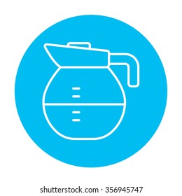 Carafe line icon for web, mobile and infographics. Vector white icon on the light blue circle isolated on white background.