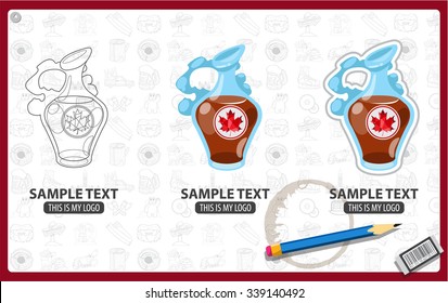 Carafe of maple syrup logo, series of food and drink and ingredients for cooking