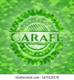 Carafe realistic green emblem. Mosaic background. Vector Illustration. Detailed.