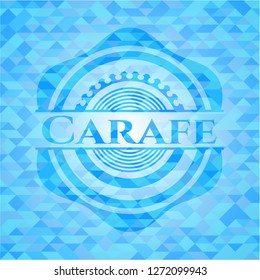 Carafe sky blue emblem with triangle mosaic background