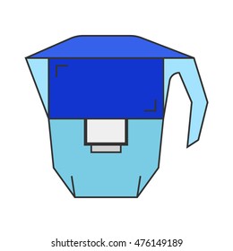 Carafe, water filter. Flat icon, object. Vector