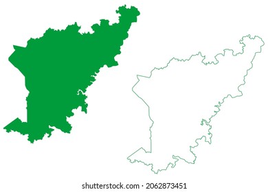 Caraibas municipality (Bahia state, Municipalities of Brazil, Federative Republic of Brazil) map vector illustration, scribble sketch Caraibas map