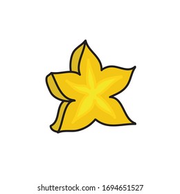 carambola doodle icon, vector illustration