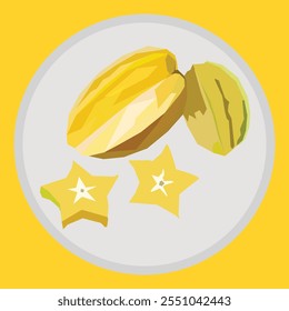 Carambola fruit, flat style vector illustration isolated on white background