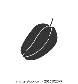 Carambola Fruit Icon Silhouette Illustration. Starfruit Vector Graphic Pictogram Symbol Clip Art. Doodle Sketch Black Sign.