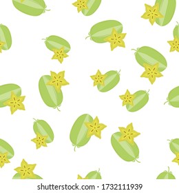 Carambola Fruit Seamless Pattern would be perfect for fabric, textile, gift wrap, wallpaper, surface designer, background, backdrop, and ornament.