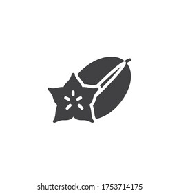 Icono vectorial de fruta de carambola. signo plano relleno para concepto móvil y diseño web. Baraja de carambola e ícono de glifo entero. Símbolo, ilustración del logotipo. Gráficos vectoriales
