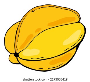 Frutos del carambola. Fondo blanco, aislado. Ilustración vectorial. Alimentos orgánicos, nutrición saludable, productos vegetarianos.	
