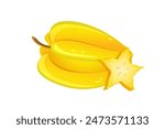 Carambola fruit.Ripe,tropical star fruit.Vector illustration.