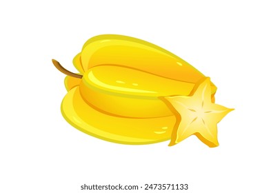 Carambola fruit.Ripe,tropical star fruit.Vector illustration.