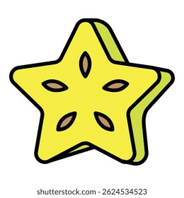 Carambola piece icon. Outline carambola piece vector icon color flat isolated
