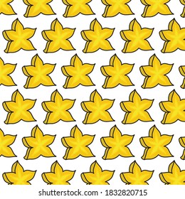 patrón de doodle sin fisuras carambola, ilustración vectorial